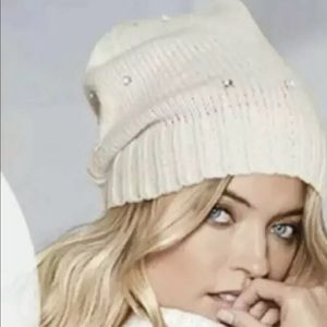 Victorias Secret White Rhinestone Winter Beanie